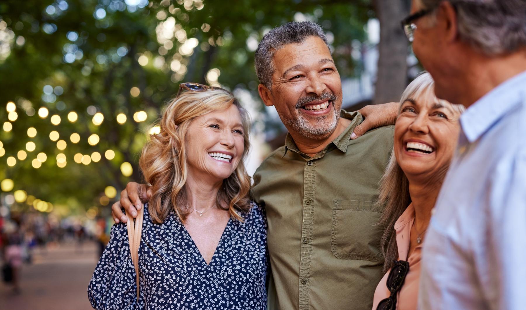 a group of people smiling