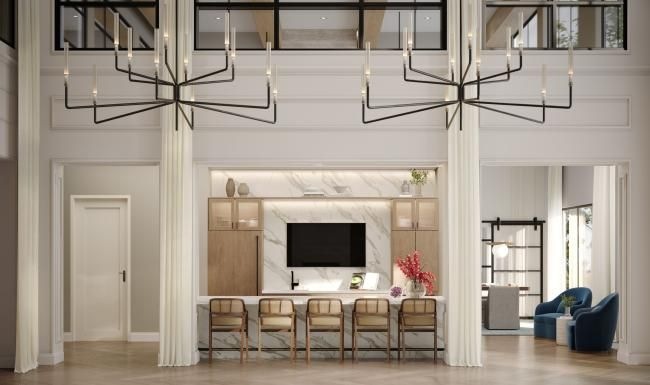 a room with a table and chairs